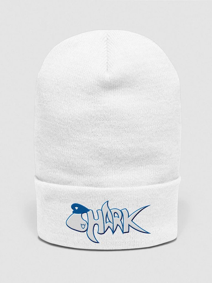 Blue Embroidered Shark Beanie product image (1)