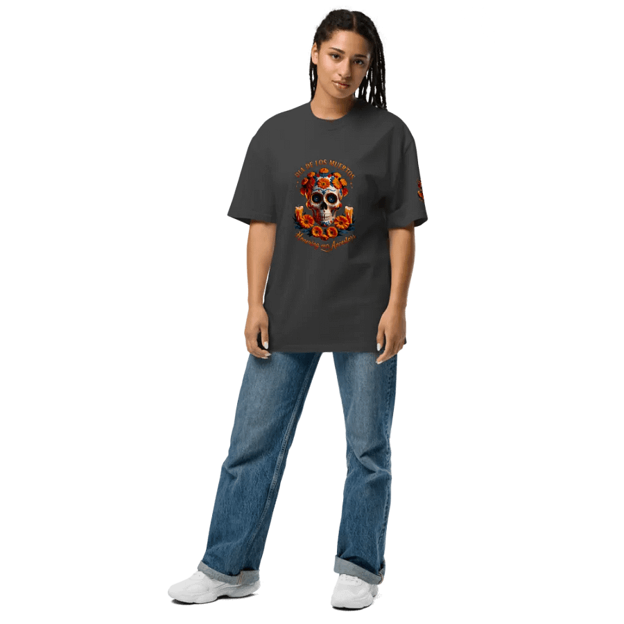 Día de los Muertos Skull Oversized Tee product image (7)