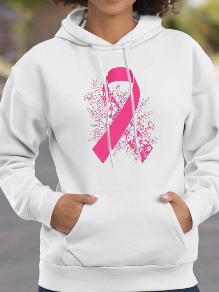 Floral Breast Cancer Ribbon Hoodie product image (7)