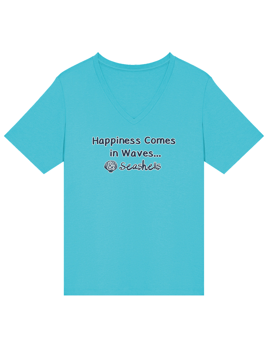 🌊 Happiness Comes in Waves...& Seashells | Coastal Beachcomber V-Neck Tee | Monique Faella Designs™ product image (58)