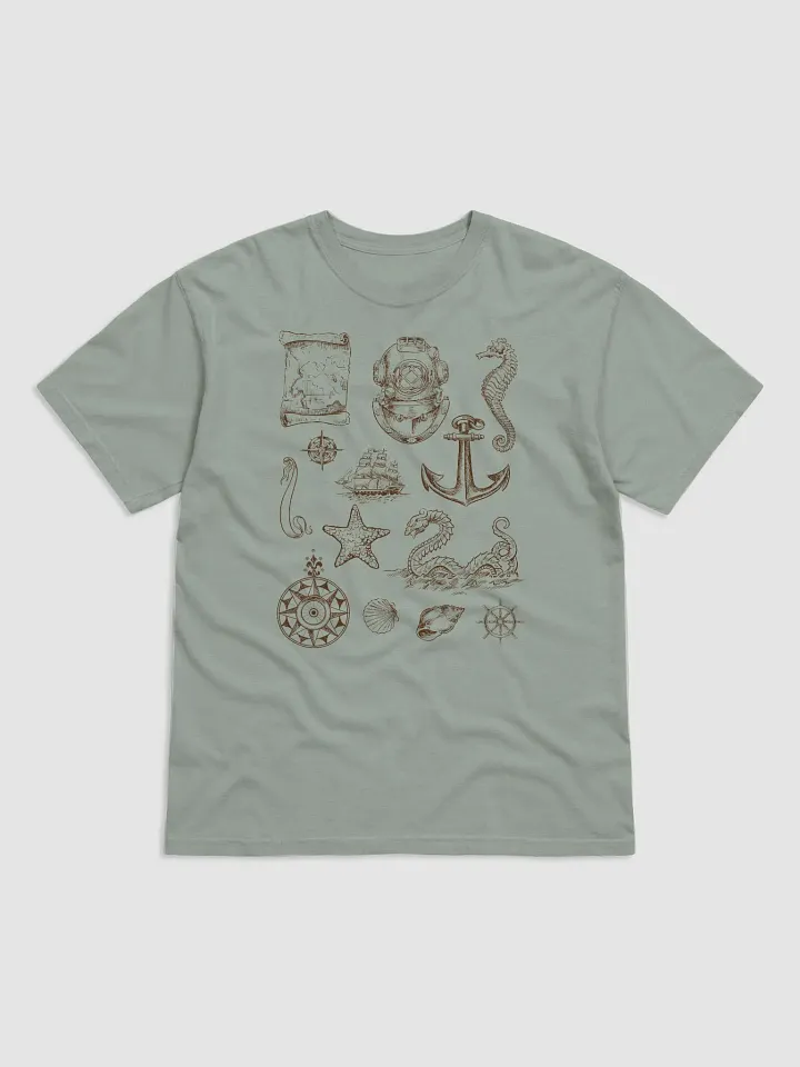 Vintage Nautical and Sailing Elements T-Shirt | Vintage-Style Dark and Light Academia Shirt for Maritime and Sea Lovers product image (2)