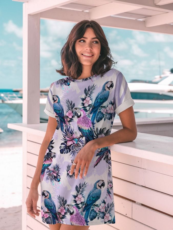 Elysian Birds-T shirt dress purple product image (4)