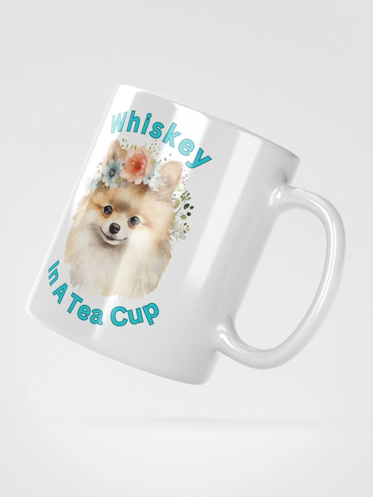 Floral Pomeranian White Glossy Mug product image (4)