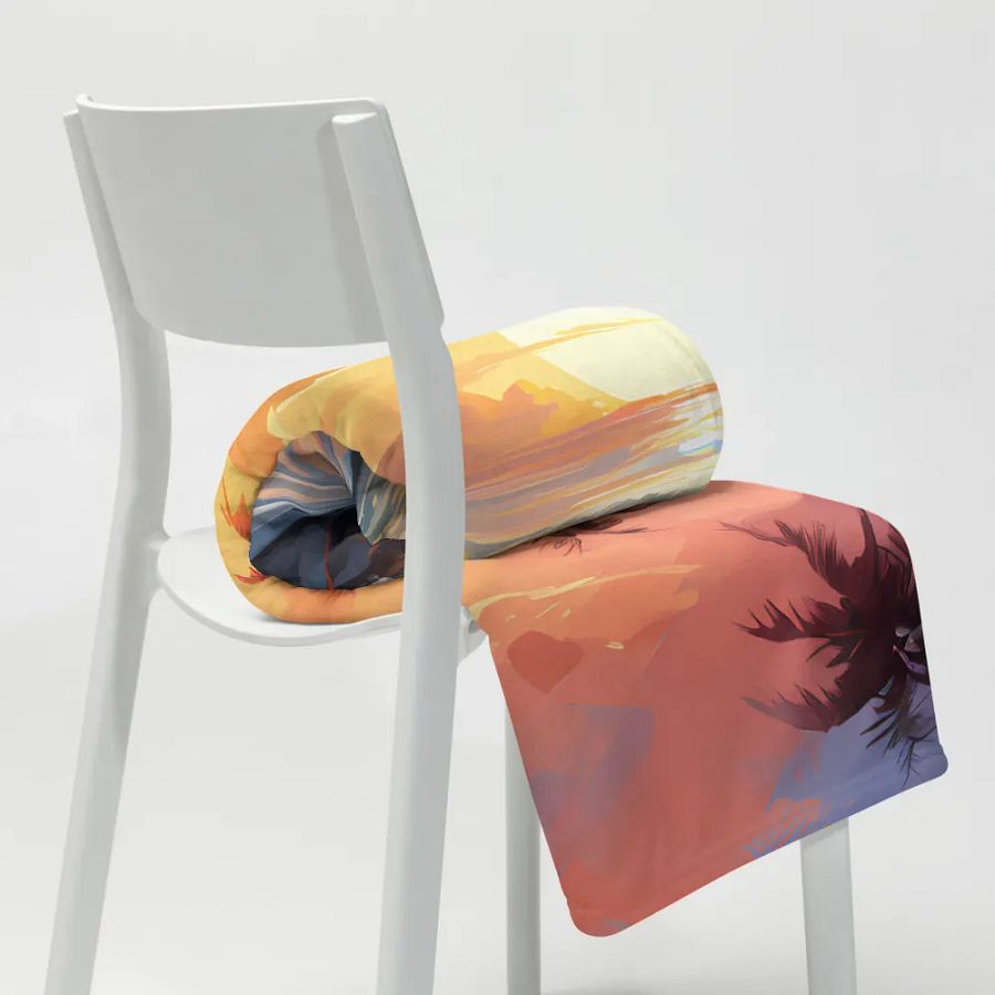 Beach Sunset Island Palm Trees Scenic Throw Blanket product image (11)