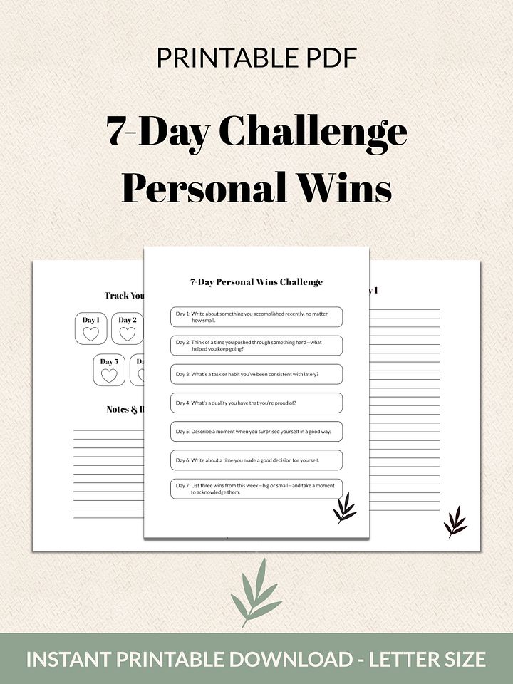 7-Day Personal Wins Challenge Printable product image (2)