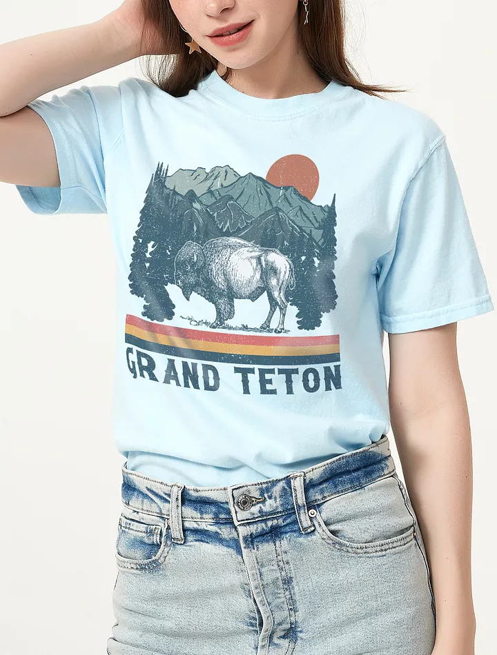 Bison in Grand Teton National Park, Wyoming Tee | Retro-Style Western T-Shirt for Travel and Road Trips product image (6)
