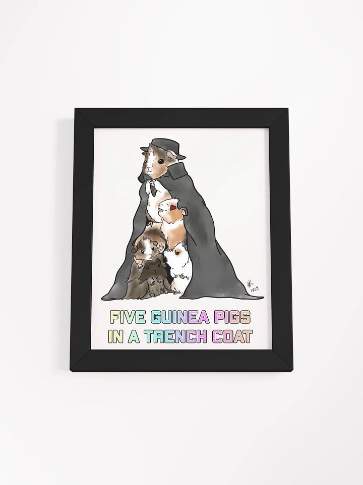 Framed Five Guinea Pigs in a Trench Coat Art Print product image (3)