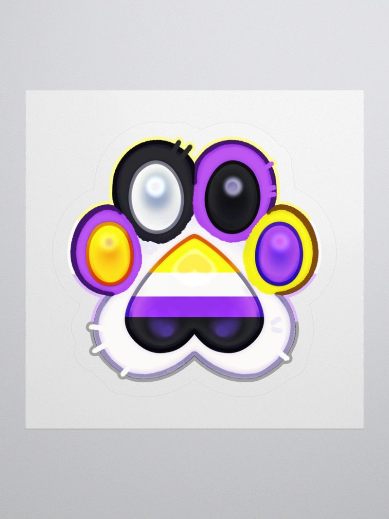 Nonbinary Pride Paw Print Kiss Cut Stickers