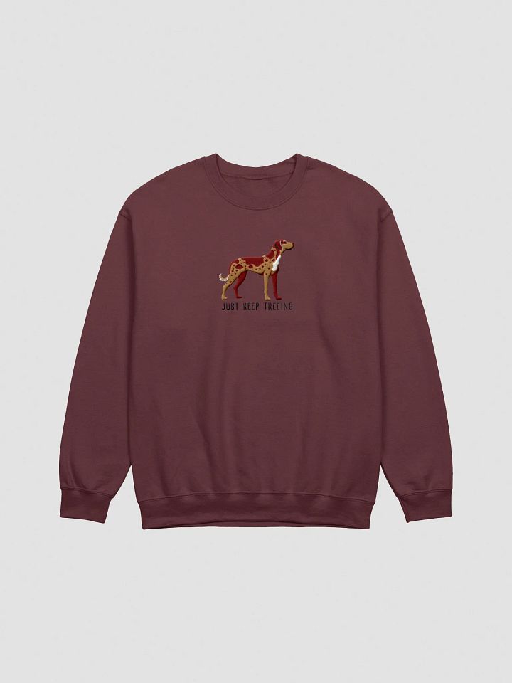 Just Keep Treeing Sweatshirt (Embroidered) of a Catahoula Leopard Dog(Red Leopard) product image (1)