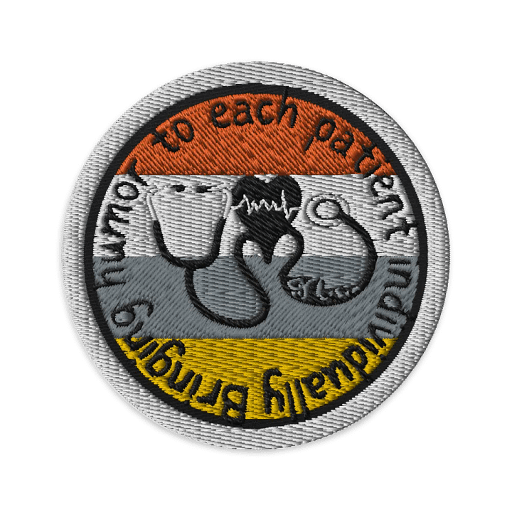 Introducing our exclusive badge-style design, perfect for healthcare professionals who embody both warmth and expertise. This vibrant logo features a stunning gradient from red to ye Embroidered Patch product image (1)