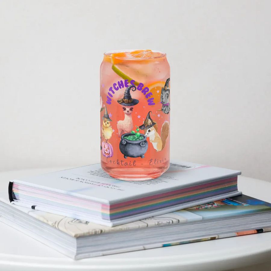 Witches Brew Coven: The Enchanted Gathering Glass Can Tumbler | 16oz | Optional Bamboo Lid & Straw product image (8)