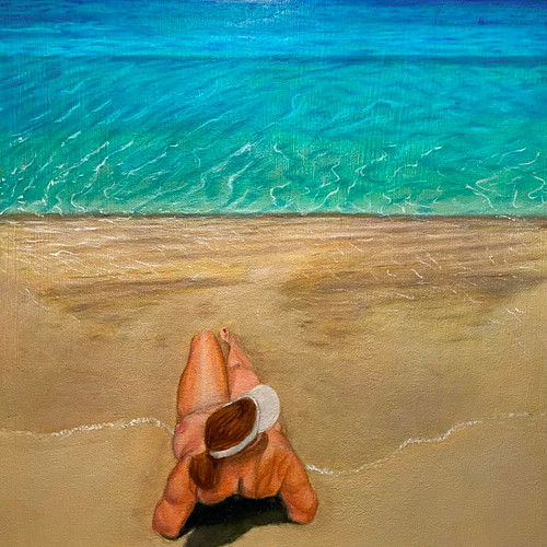 18x24 oil painting on canvas. Contemplation Beach. 
#oilpainting #beachpainting #beachlife #shoreline #figurepainting #beachl...