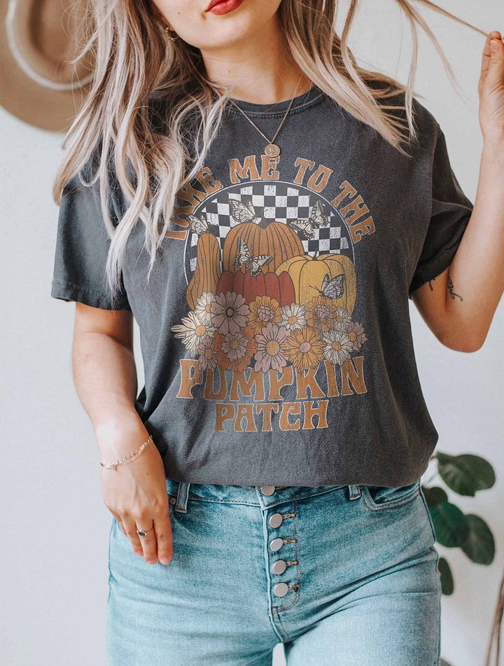 Take Me to the Pumpkin Patch T-Shirt of Pumpkins | Cute Fall and Thanksgiving Design product image (20)