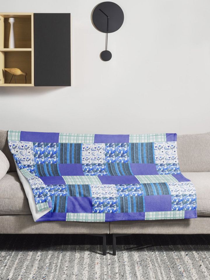 Patchwork Throw Blanket – Serene Blue Harmony product image (1)