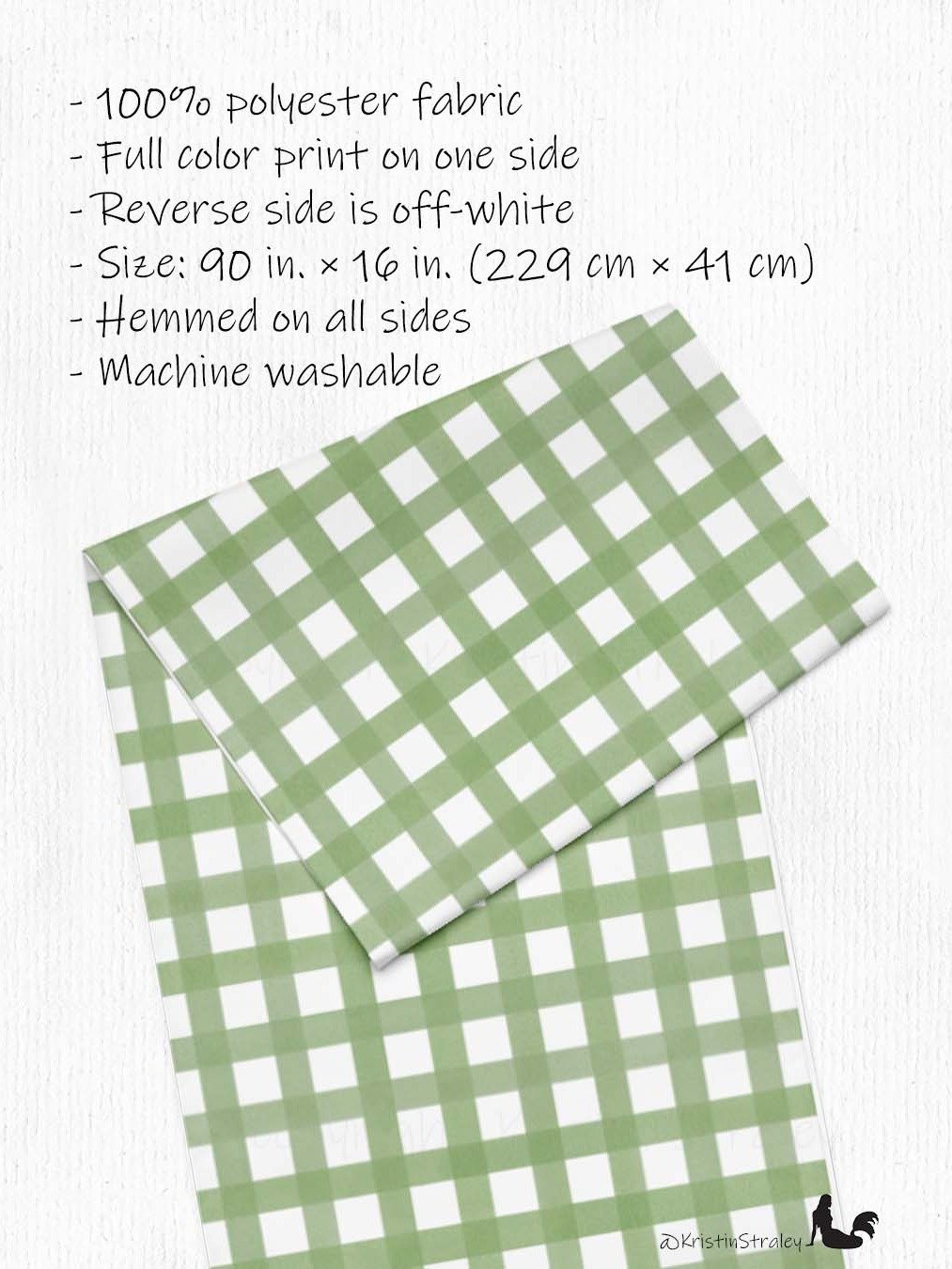 Green Gingham Checker on White Table Runner product image (2)