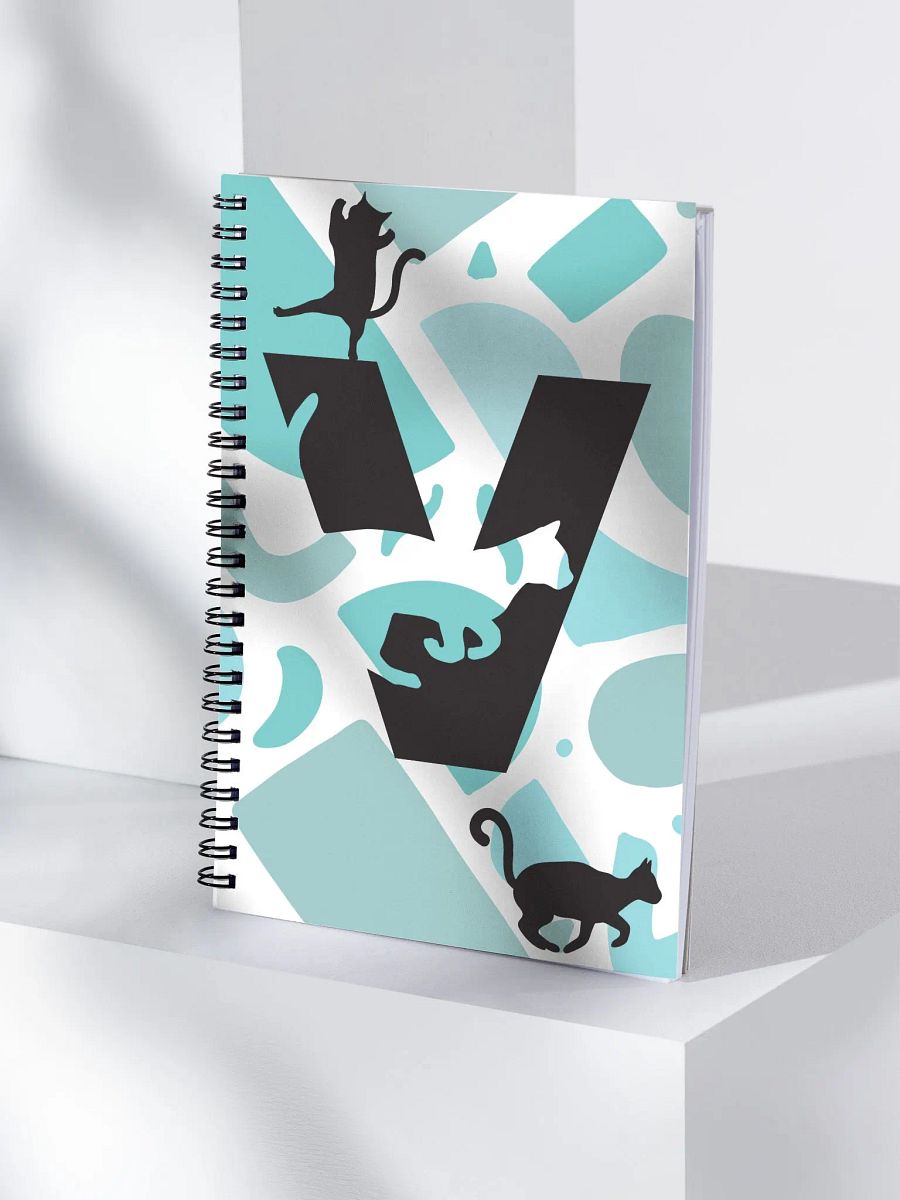 Monogram Letter V Cat Lover Geometric Blues Notebook product image (4)