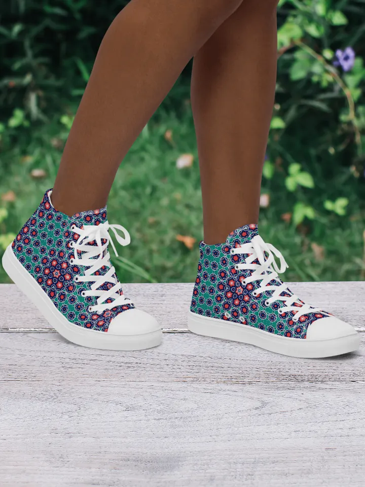 Symmetry Chic: Geometric High Top Canvas Shoes product image (1)