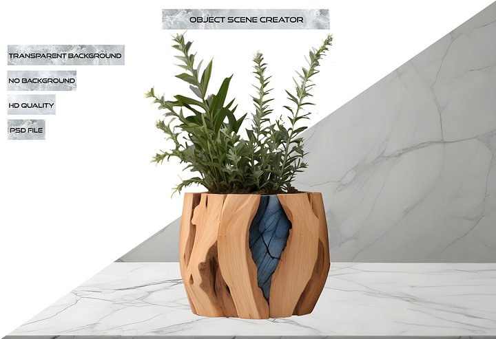 Celestial Grace – Boho Chic Wooden and Labradorite Vase PNG product image (2)