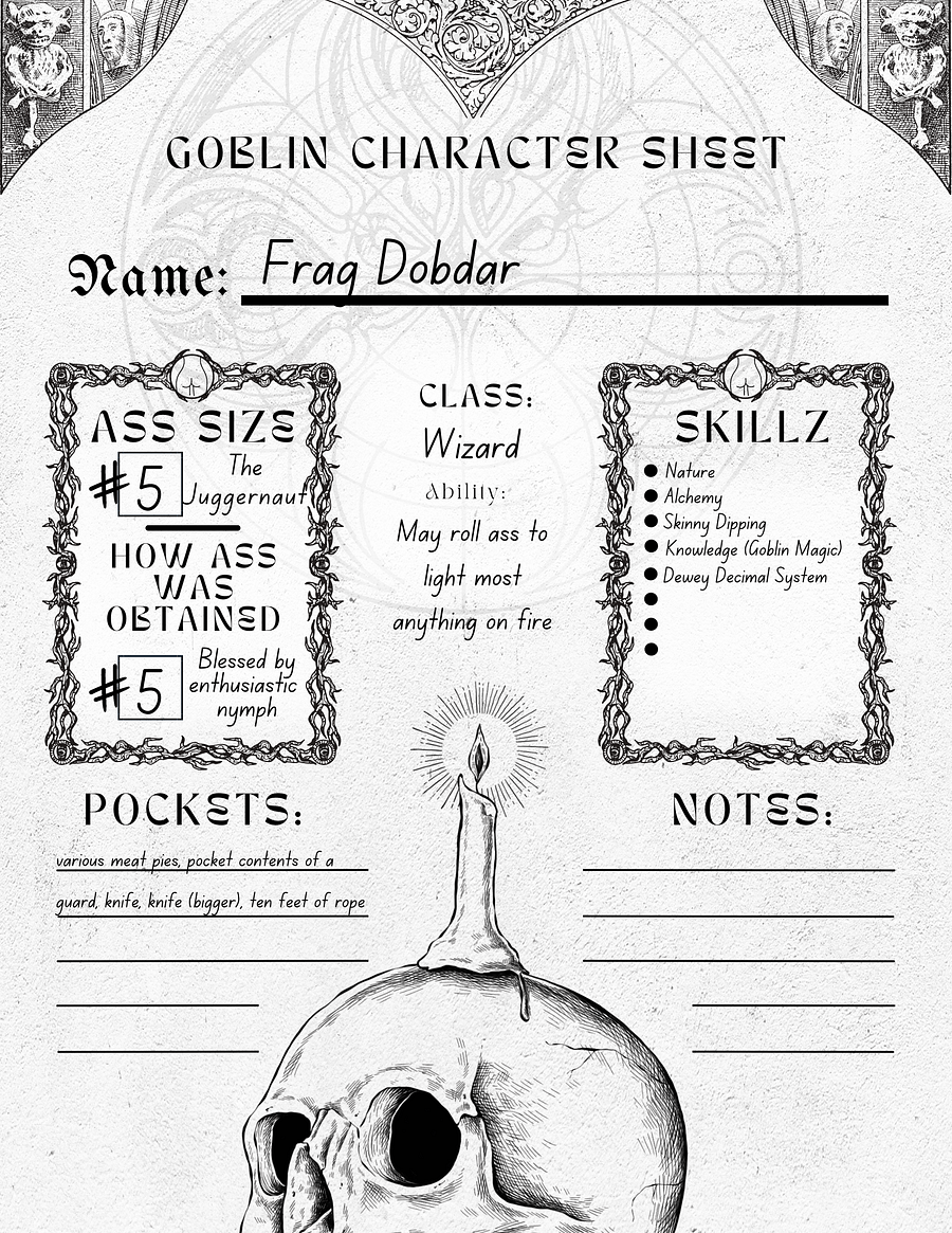 Goblin with a Fat A$$ | Character Sheets product image (1)