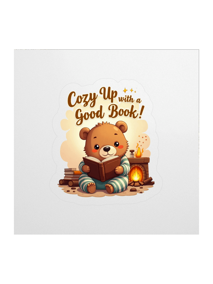 Cozy Up with a Good Book – Cute Bear Sticker product image (1)