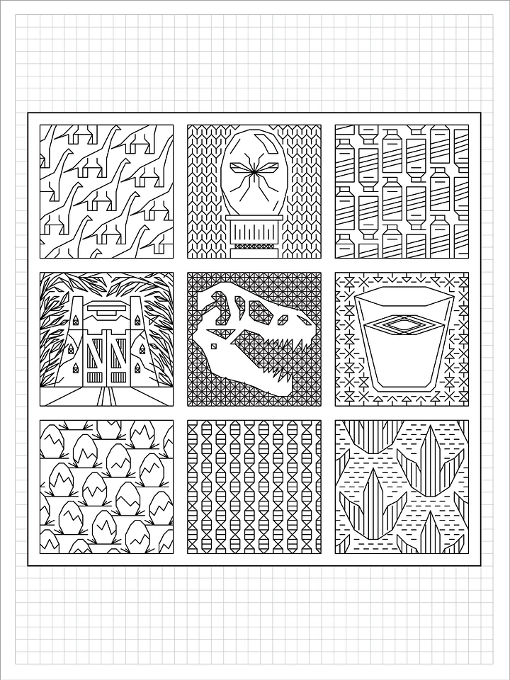 Dinosaur Safari • Blackwork Cross Stitch Pattern • PDF Digital Download product image (1)
