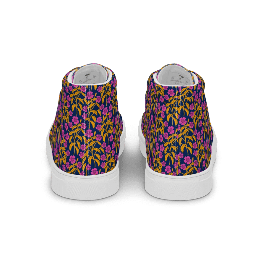 Campion Trails - Pink and Yellow on Dark Blue - Women High Top Canvas Shoes product image (3)