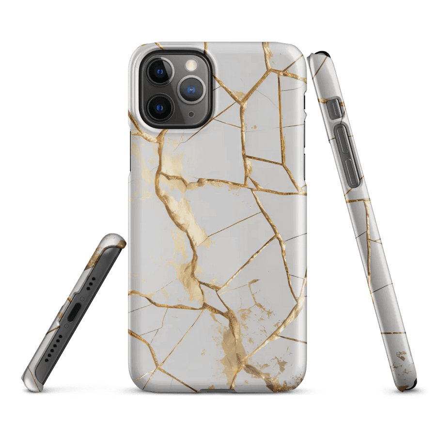 Elegant White & Gold Kintsugi Snap iPhone Case product image (3)