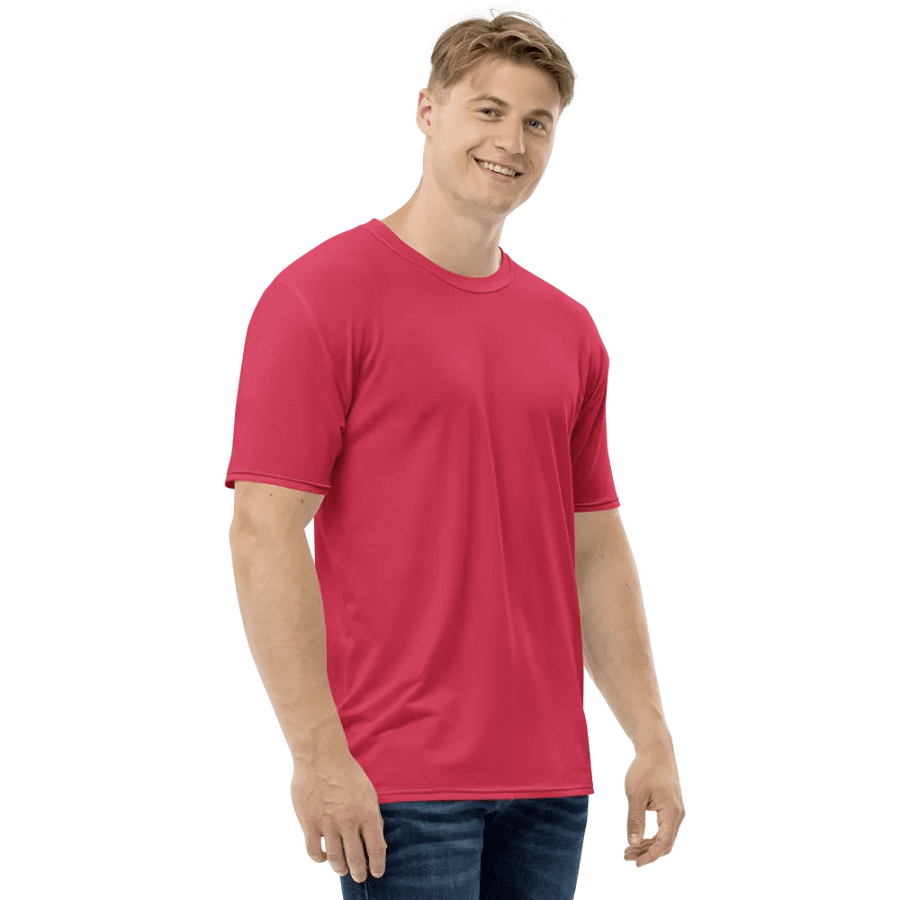Plain Muted Red Light Summer Men's Crewneck Polyester Heavyweight Premium T-Shirt by Treasure Pie product image (4)