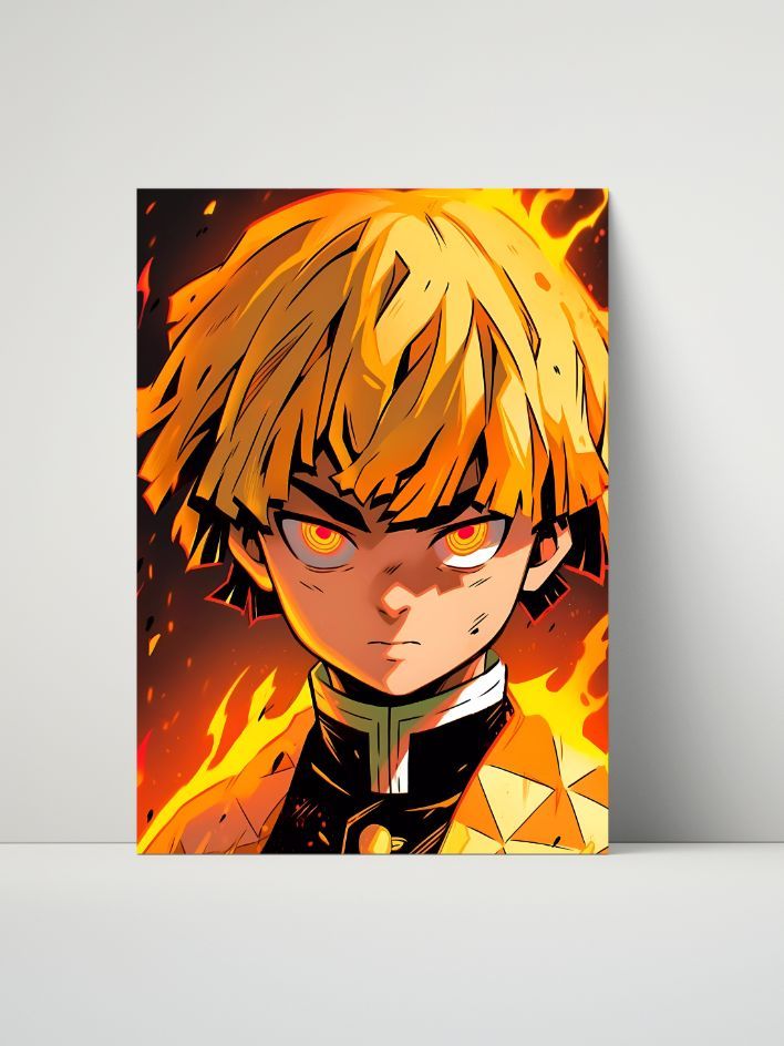 Demon Slayer Zenitsu Agatsuma Fiery Resolve Metal Print – 8x10 product image (1)