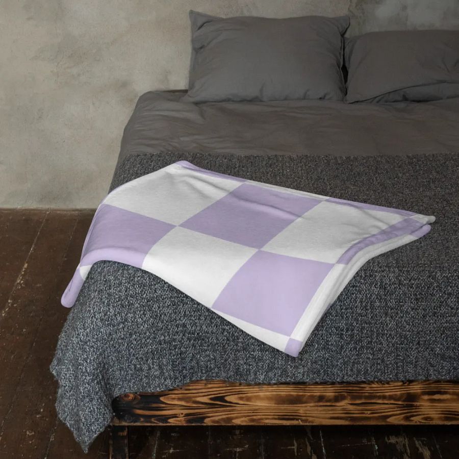 Squares White and Lilac/Throw Blanket by Allcolor product image (11)