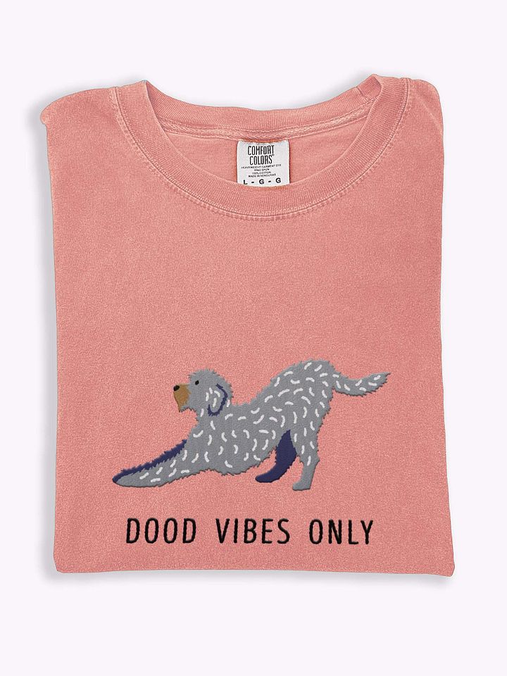 Dood Vibes Only T-Shirt(Embroidered) of a Labradoodle(Gray) product image (1)