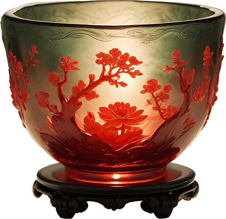 Chinese Glass Bowl – Radiant Floral Elegance PNG product image (1)