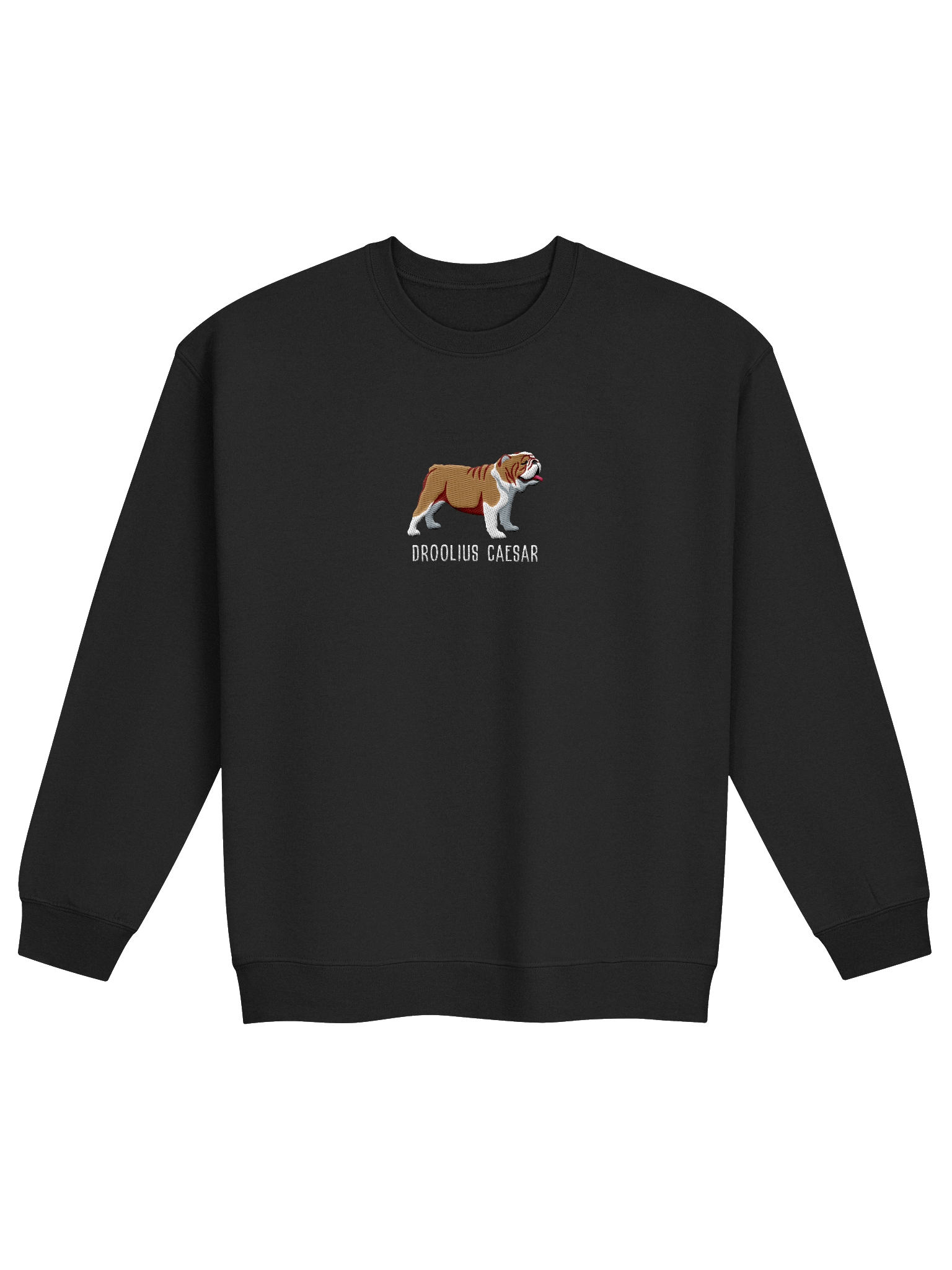 Droolius Caesar Sweatshirt (Embroidered) of an English Bulldog(Tan & White) product image (3)