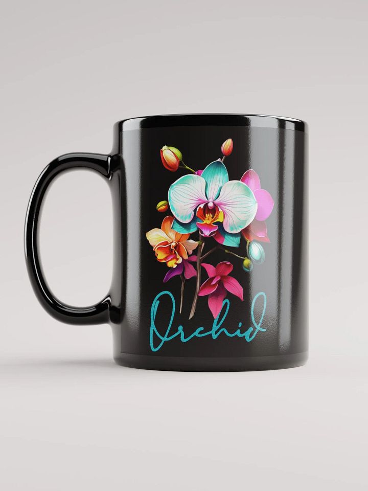 Floral Graphic | Black Coffee Mug | Orchid product image (1)