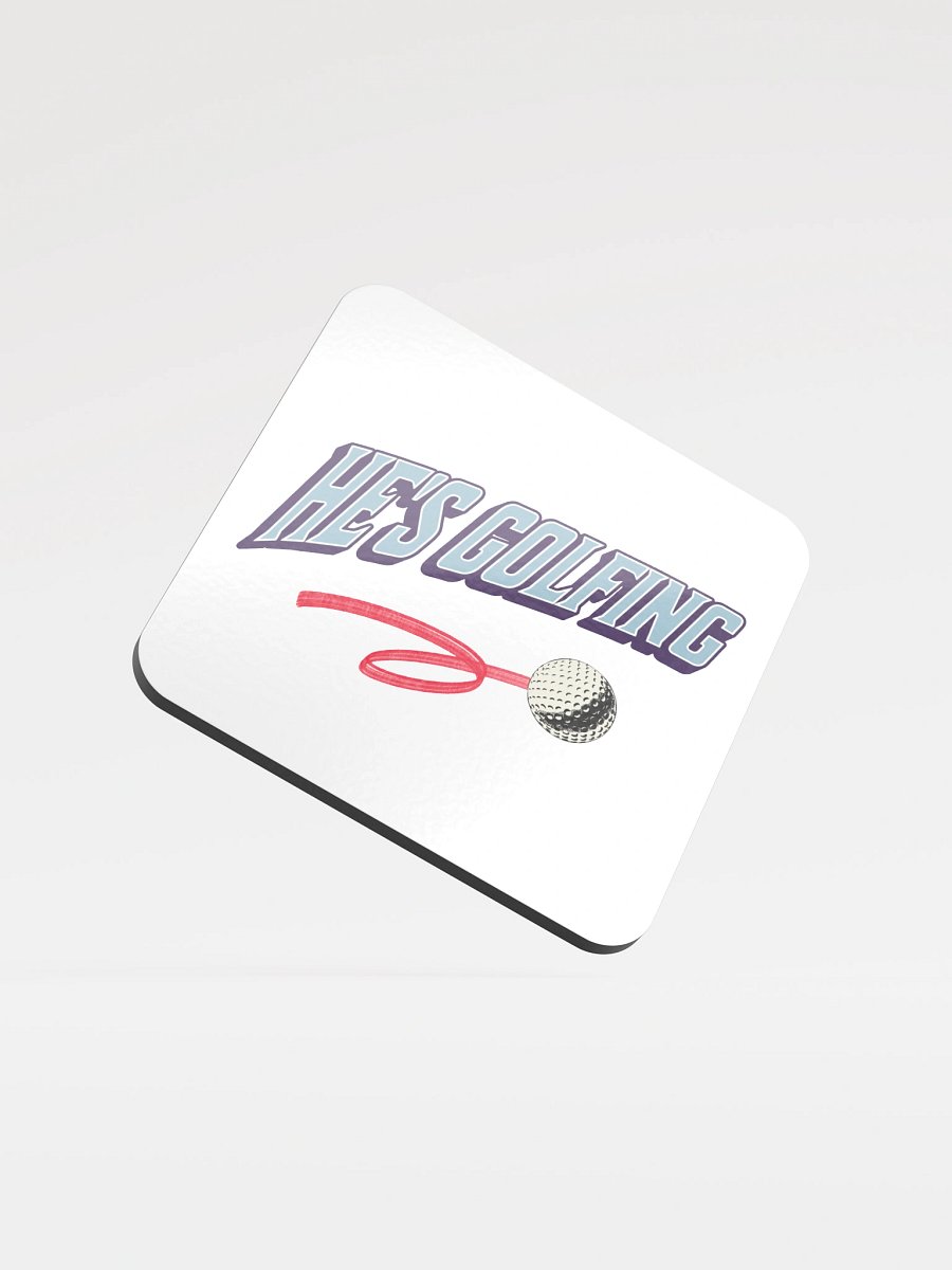 Hes Golfing Swinging Style Glossed Cork Coaster product image (2)