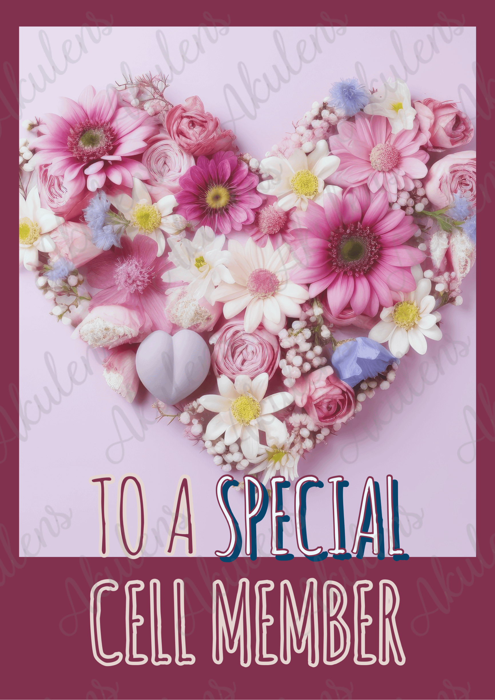 Akulens Burgundy Flowers Heart Happy Birthday card product image (1)