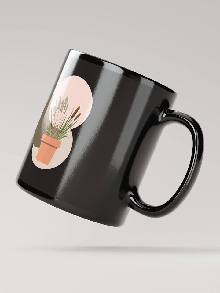 Potted Cattails With Circles Design Black Mug product image (4)