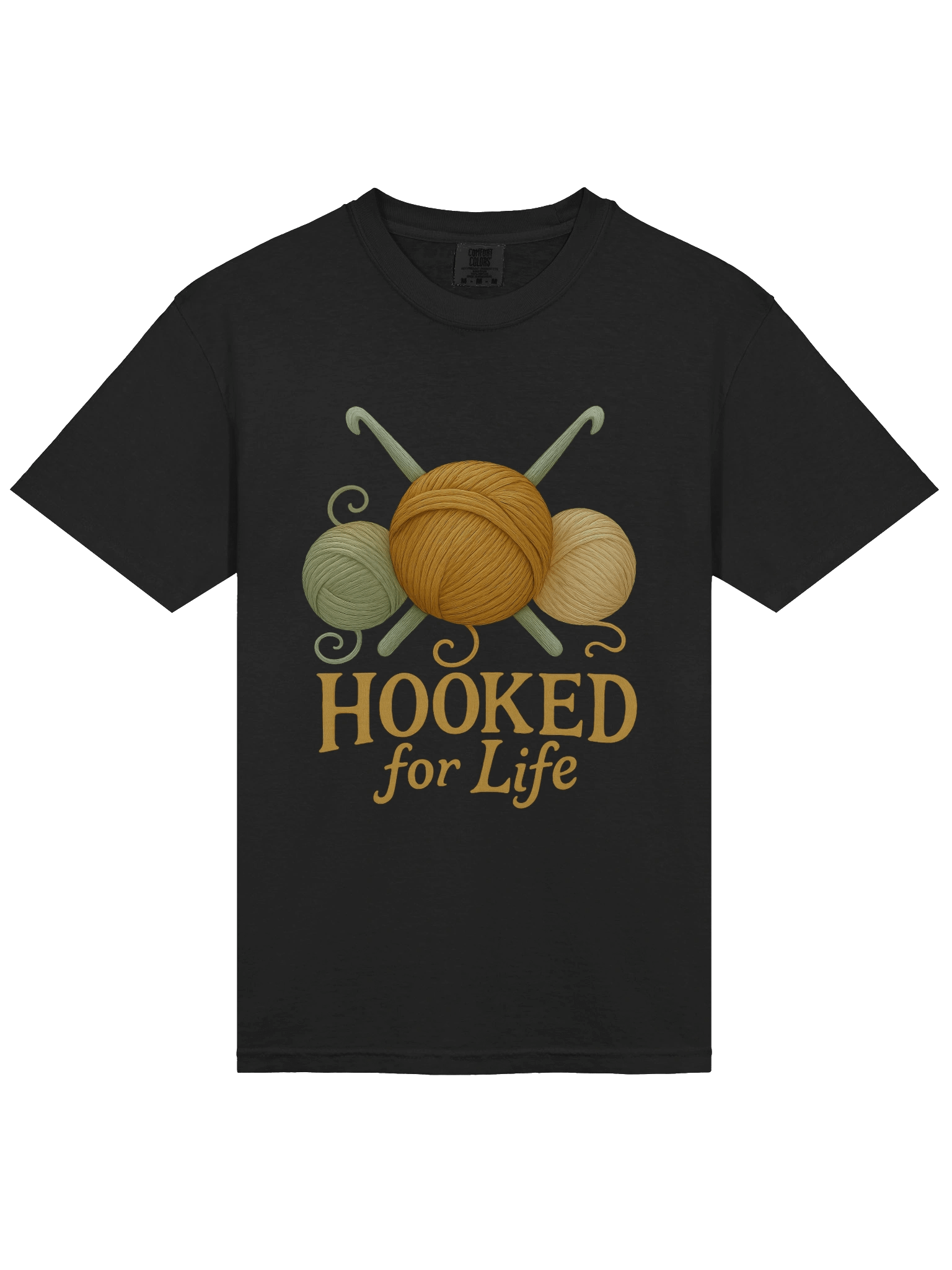 Hooked for Life T-shirt for Yarn Crafters, Crocheters, Crochet and Knitting Hobbyists product image (10)