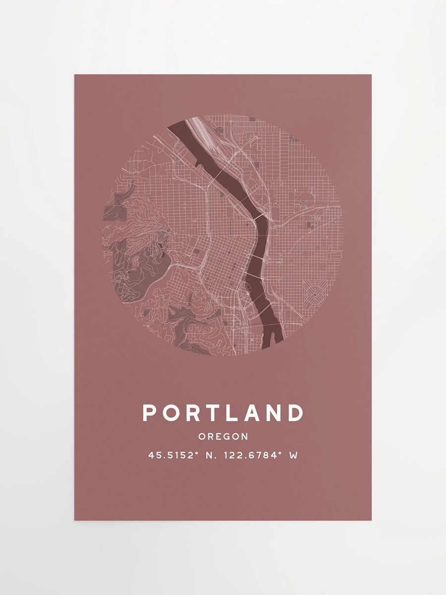 Portland Street Map Poster – Red Minimalist Circular City Art product image (4)