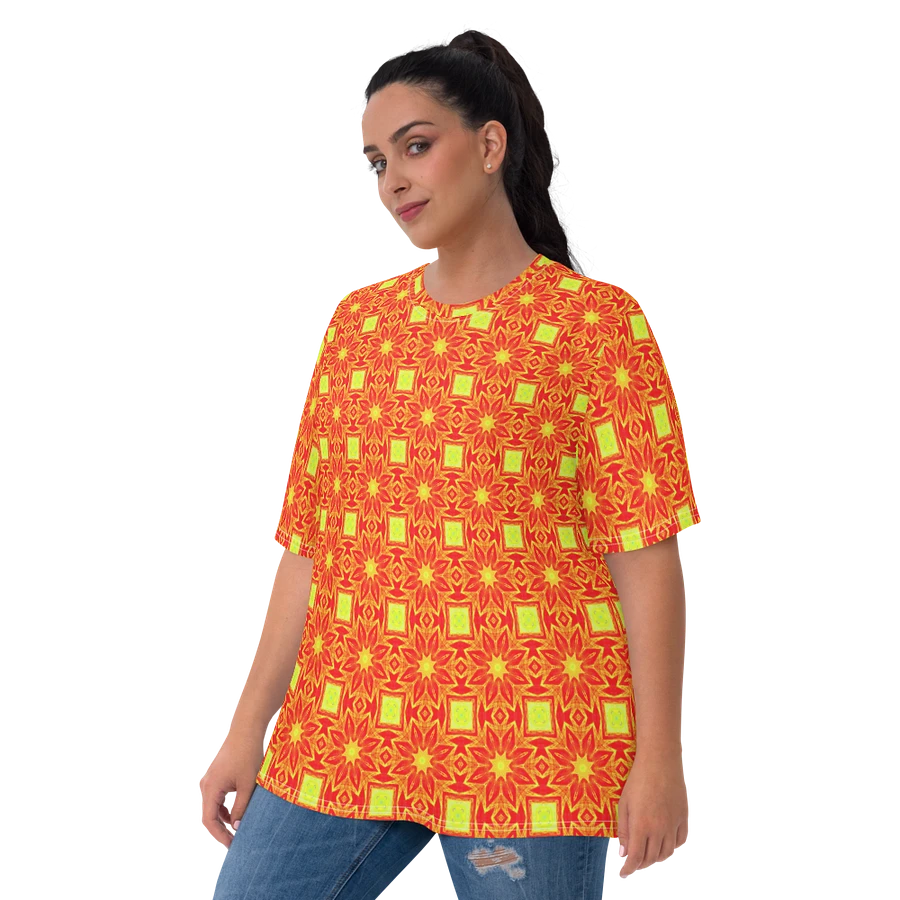 Abstract Repeating Orange Flower Ladies T Shirt product image (1)