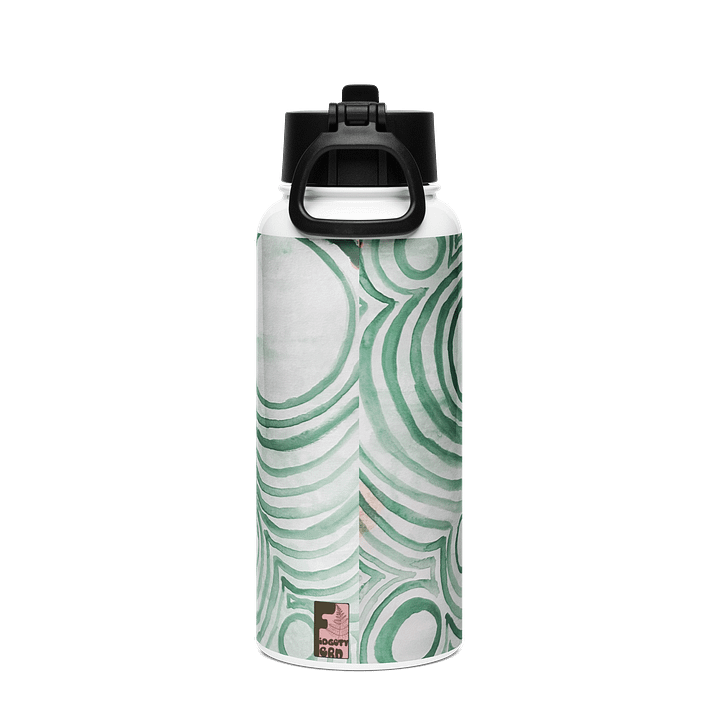 "Green Swirl" Water Bottle With Screw Top And Straw product image (2)