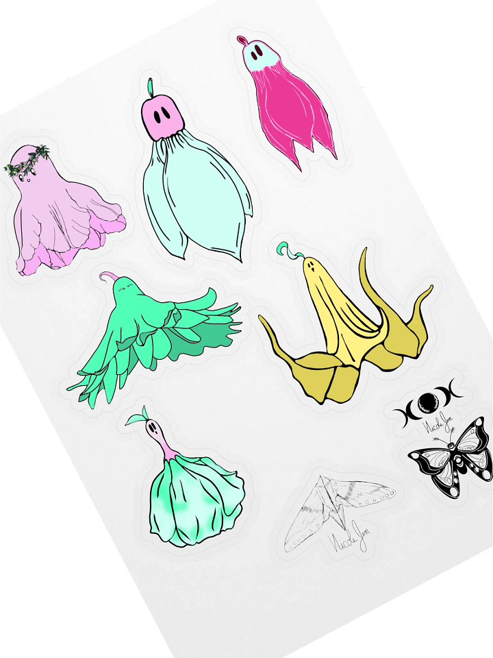 Floral Ghostie Creatures Sticker Sheet product image (1)