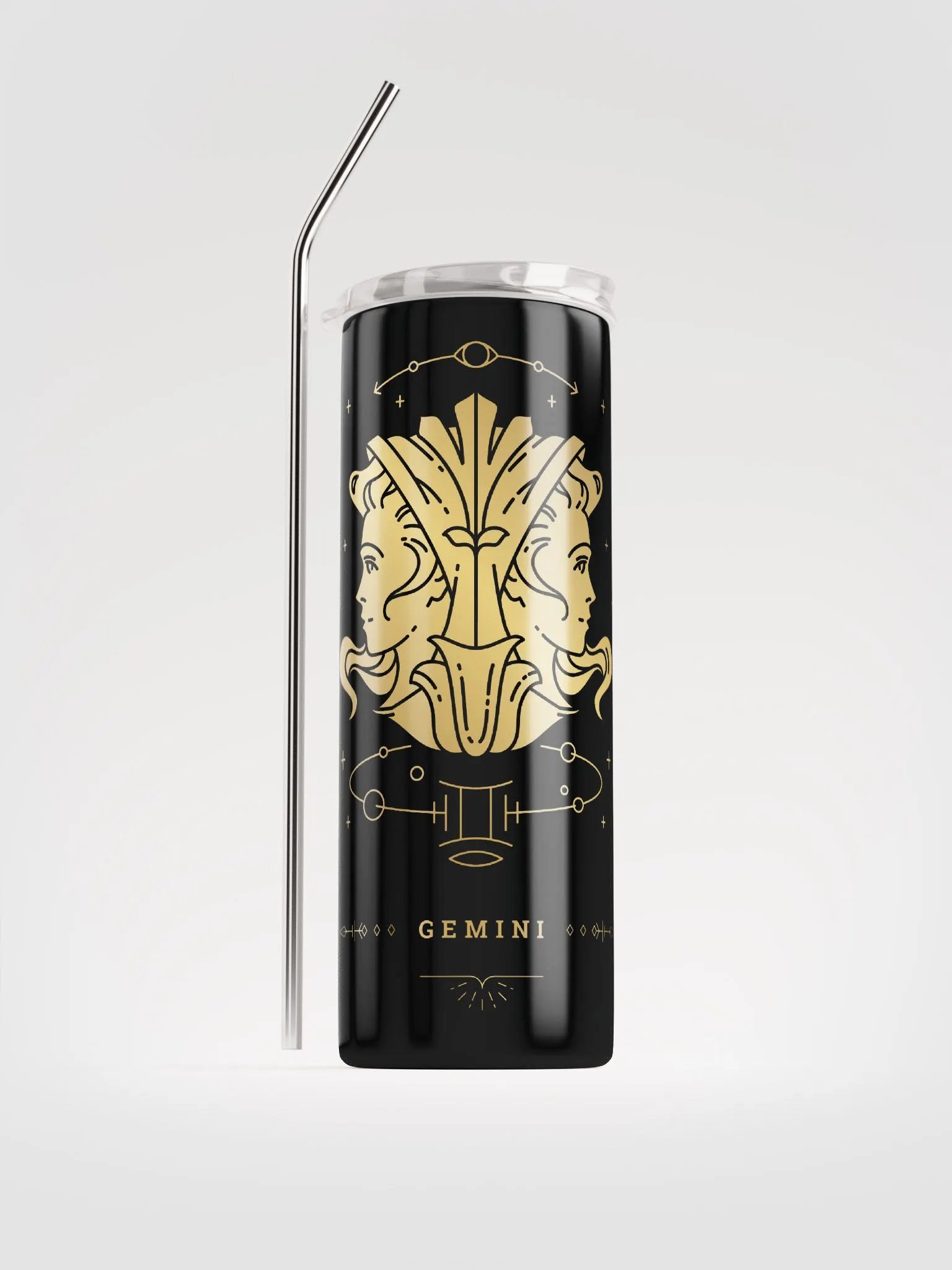 Celestial Gold Gemini Zodiac Stainless Steel Tumbler - Sip in Celestial Style product image (1)