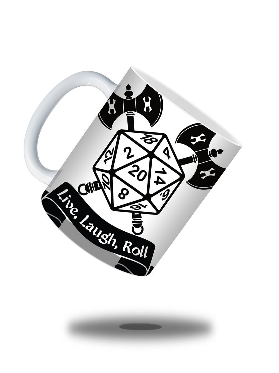 Live, Laugh, Roll 11oz Coffee Mug – D20 Dice Gaming Ceramic Cup – Perfect for Tabletop RPG Players and Dungeon Masters product image (2)