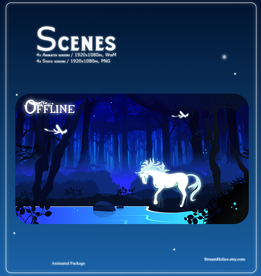 FREE MAGICAL FOREST Stream Overlay Animated Pack, Magical Overlay Animated, Forest Stream Overlay, Horse Stream Overlay Animated, Blue Overlay product image (7)