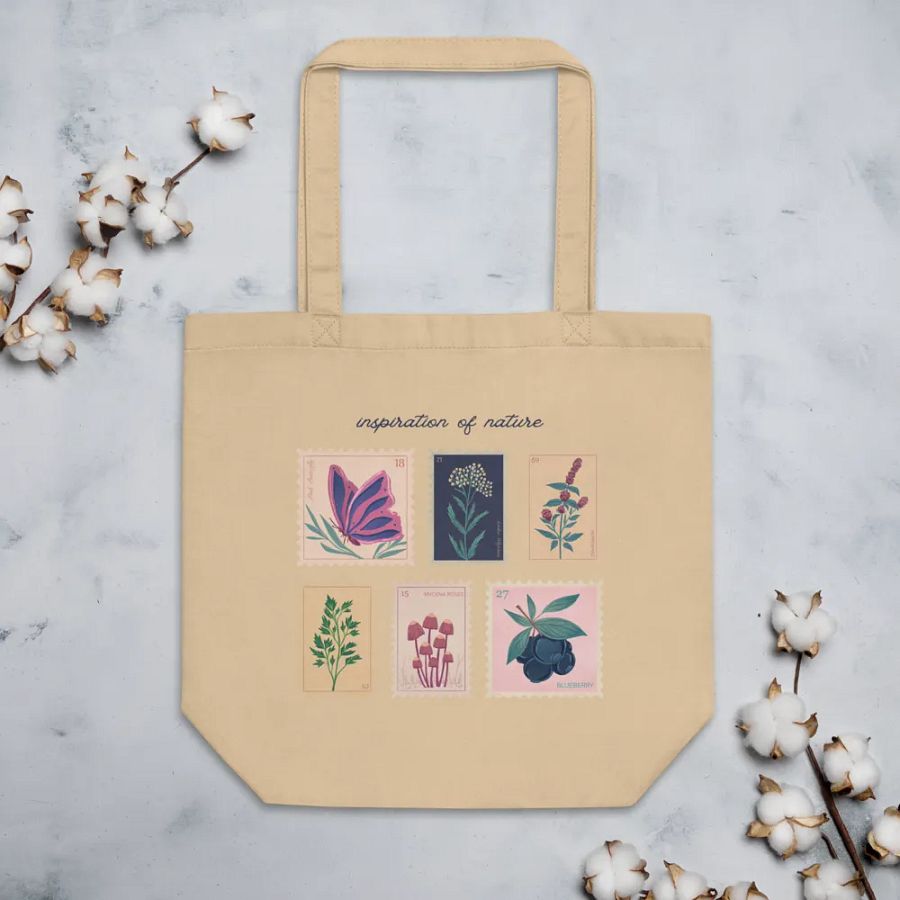 Vintage Botanical Stamp Collection Tote Bag product image (5)