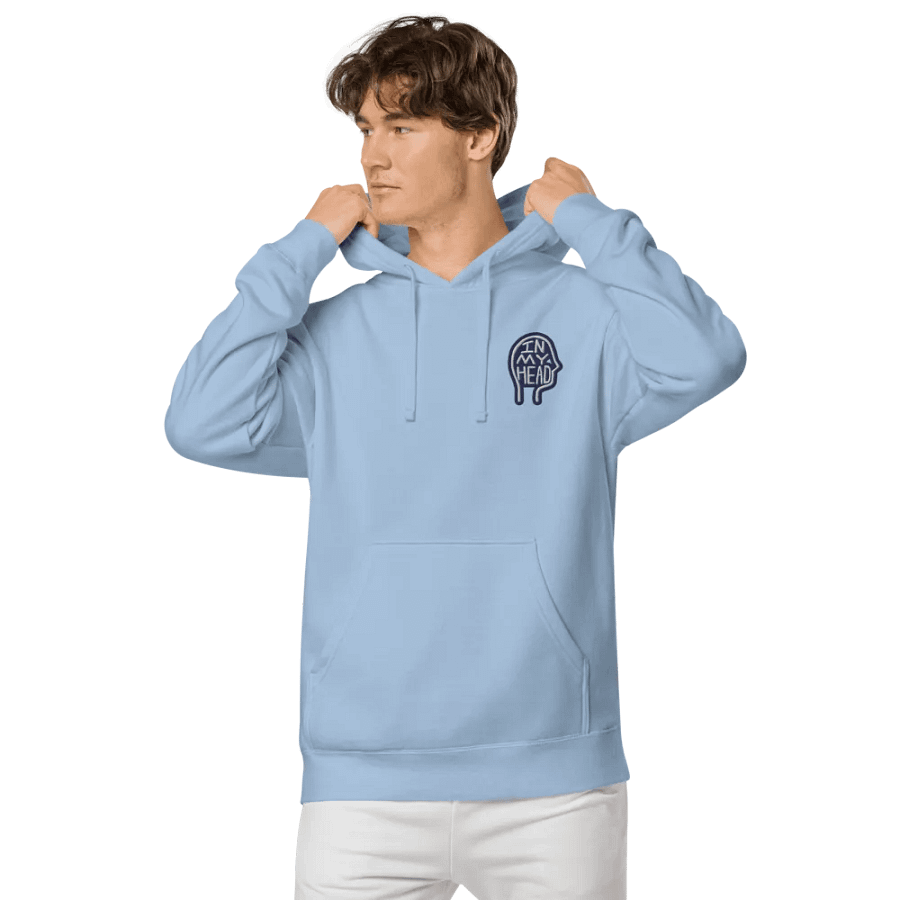 In My Head (L.C. navy bubble design 2) embroidered pigment hoodie product image (6)