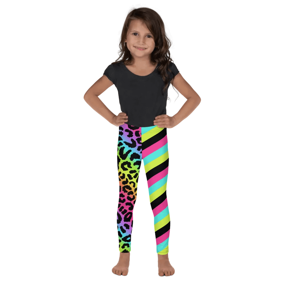Colorful Spring Leggings for Girls with Leopard print and stripes product image (2)