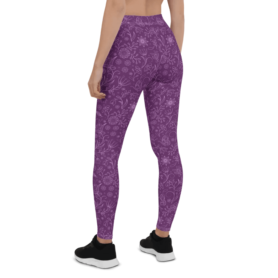 Dark Purple Floral Women's Leggings product image (3)