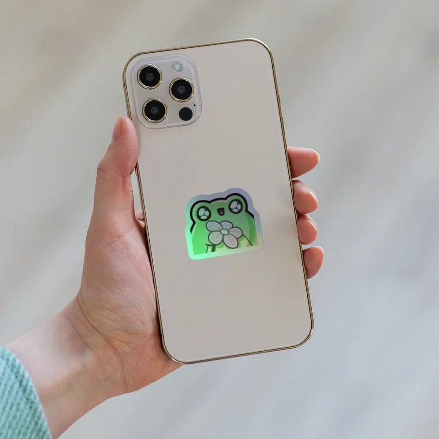 flower holographic frog sticker product image (8)
